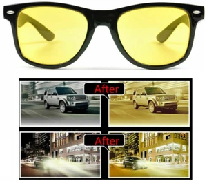 Night Vision Anti Glare Driving UV400 Yellow Lens Unisex Glasses Sunglasses - Picture 1 of 3