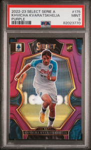 2022-23 Panini Select Serie A Purple RC Khvicha Kvaratskhelia #175 /49 **PSA 9**