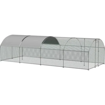 Outdoor Large Silver Metal Chicken Coop Chicken House Walk-in Chicken Run Pen - Image 1 of 4