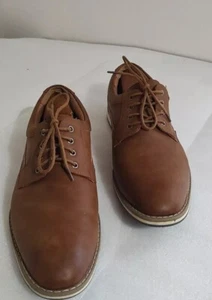 Men's Classic Oxford Dress Shoes Tan Brown Leather Size 12 - Picture 1 of 10