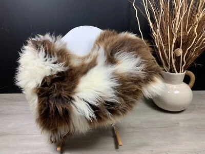 Подлинный натуральный белый коричневый овчины красивый изысканный шкура сиденье чехол PetBed - Изображение 1 из 4
