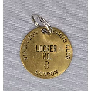 Rare Vintage Wimbledon Tennis Club LONDON Locker No. 8 Tag Brass Key Chain - Picture 1 of 4