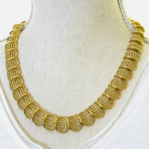 Vintage vergoldete filigrane Jakobsmuschel Gliederkette 20" Damen Frauen - Bild 1 von 6