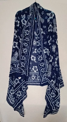 Rima Beach Wear Sarong 海军蓝遮盖围巾 包裹 72 英寸×43 英寸 花菠萝  — 第 1/4 张图片