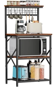 Kitchen Bakers Rack with Hutch, Coffee Bar Station 4 Tiers, Microwave Oven St... - Picture 1 of 8