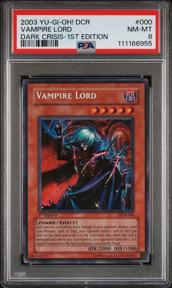2003 Yu-Gi-Oh! Vampire Lord Dark Crisis DCR 1st Edition Secret Rare PSA 8 - Image 1 of 2