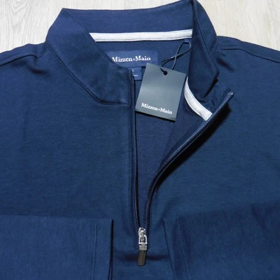 MIZZEN & MAIN Mens 2XL PULLOVER KPI QUARTER ZIP NAVY BLUE PERFORMANCE GOLF 1/4 - Image 1 of 4
