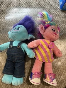 Happy Branch & Poppy Trolls World Tour Build A Bear Plush With Outfits - Picture 1 of 17