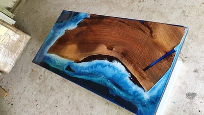 Epoxy Resin Table Top Rectangle for Home and Office Customizable Furniture - Image 1 of 4