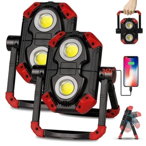 2 Pack LED Work Light Rechargeable, 2 COB 2500LM Folding Portable Flood Light... - Picture 1 of 7