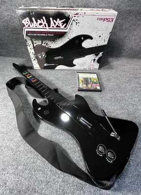 Black Axe Guitar Psyclone+Guitar Hero III Game PS3 PSE3300 com Dongle e Caixa FUNCIONA - Imagem 1 de 4