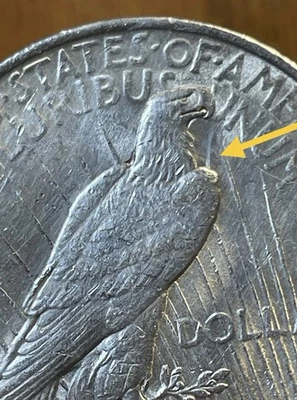 NICE DIE CLASH! 1923-P Peace Dollar Error. Spike, Eagles Right Shoulder. PD-003 - Image 1 of 4