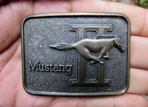 Vtg FORD MUSTANG II Belt Buckle 1976 Coupe PONY CAR Badge GHIA T5 Cobra RARE VG+ - Picture 1 of 4