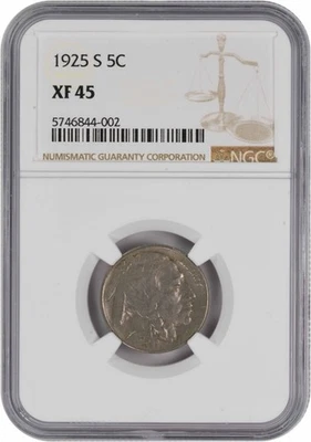 1925-S Buffalo Nickel EF45 NGC - Image 1 of 2
