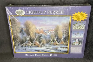 Fireside Tipis Indians Horses Teepees Bits And Pieces 1000 Puzzle Lights Frame - Picture 1 of 9