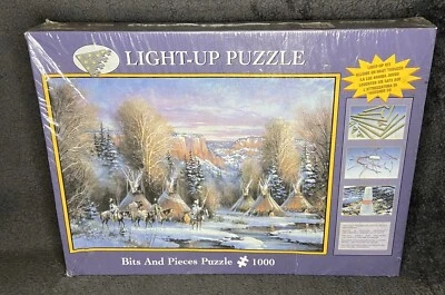 Fireside Tipis Indios Caballos Tipis Brocas Y Piezas 1000 Puzzle Luces Marco Foto 1 de 4