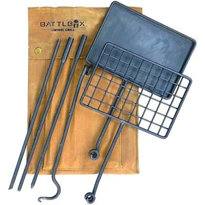 BattlBox Bushcraft Swivel Cooking Grill Grate Set w/ Waxed Canvas Carrying Case - Picture 1 of 5