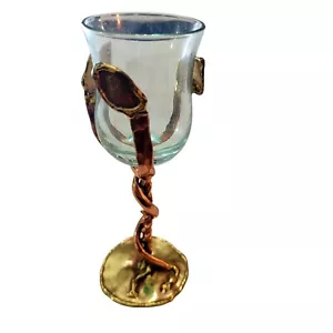 Copper and glass candle holder 7 inches tall - Picture 1 of 3