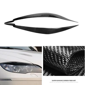 2x Carbon Fiber Headlight Eyelids Eyebrows Cover For 08-14 BMW X6 X6M E71 - Foto 1 di 6