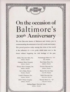 Original Incredible 1929 Chevrolet Chevy Baltimore Dealers List Print-Ad - Picture 1 of 1