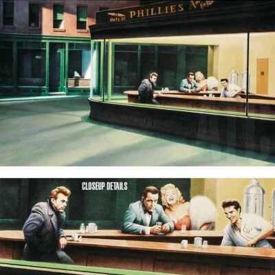 34W"x20H" BOULEVARD OF BROKEN DREAMS by HELNWEIN EDWARD HOPPER CHOICES of CANVAS