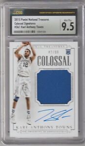 KARL-ANTHONY TOWNS 2015 National Treasures Rookie Patch Auto #/99 CSG MT+ 9.5/10