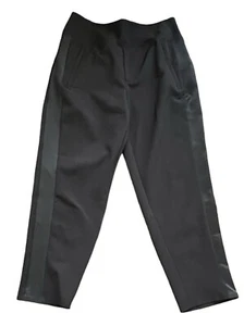 Athleta Women's 4P Endless Satin Side Stripe Pants Black Career Casual High Rise - Picture 1 of 6