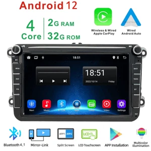 8" Stereo CarPlay for VW Golf MK5 Polo Head Unit GPS Sat Nav WiFi BT with Camera - Picture 1 of 16