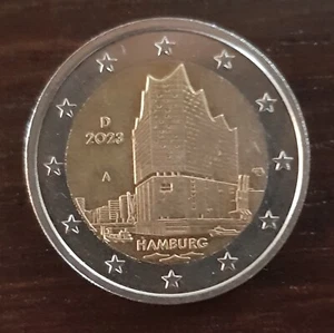 Moneta 2 due euro Elbphilharmonie - filarmonica dell' Elba - Amburgo 2023 Ger. - Foto 1 di 1
