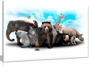 Quadro Stampa su Tela Animali Selvatici Nursery Wall Art - Foto 1 di 5