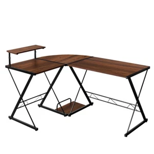 L-förmiger Schreibtisch Wende Eck Computertisch mit CPU Ständer Home & Office Nussbaum - Bild 1 von 7