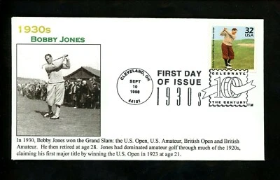 US FDC #3185 // 3185n Ginsburg 1998 OH CTC Bobby Jones Golf Grand Slam Masters - Image 1 of 2