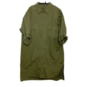 Sharagano Dark Green Collared Button Front Pocket Shirt Dress Size 6 EUC - Foto 1 di 8