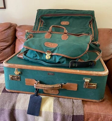 Juego de equipaje vintage de 3 piezas T. Anthony NY adornos de lona y cuero como se encuentra Foto 1 de 4