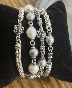 MICHAEL DAWKINS 925 Sterling Silver Pearl Bracelet - Picture 1 of 7