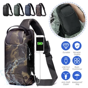 Sports Crossbody Handbag Sling Chest Bag Shoulder Pack With USB Charging Port - Picture 1 of 27