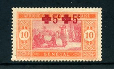 1915/18 - SENEGAL - LOTTO/23777 - 5 SU 10 CENT. PRO CROCE ROSSA - VARIETA' - LIN