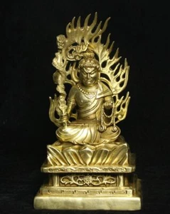 7,8 Zoll alte Bronze vergoldete Fudo Myo-o Acalanatha Acala Achala Buddha Statue Skulptur - Bild 1 von 11