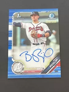 Bowman Chrome Draft Blue 2019 rifrattore automatico Beau Philip #138/150 Braves - Foto 1 di 4