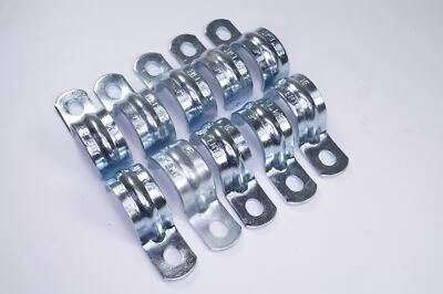 Lot of 10 1702 Madison Electric 3/4" EMT One Hole Strap Snap-On Zinc Plated NOS - Image 1 of 4