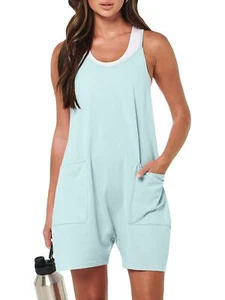 Women's Summer Casual Sleeveless Romper Loose Spaghetti Strap Shorts Overalls... - Picture 1 of 8