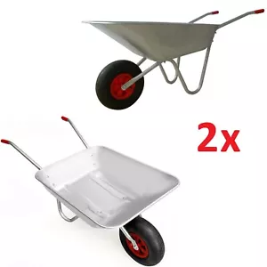 65L Metal Heavy Duty Galvanised Wheelbarrow 12" Pneumatic Inflatable Tyre Garden - Picture 1 of 8