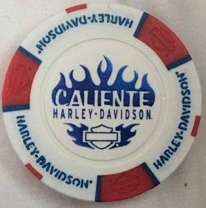 SAN ANTONIO, TX CALIENTE HARLEY DAVIDSON POKER CHIP (WHITE, RED, & BLUE) TEXAS - Picture 1 of 2