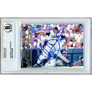 1998 Pacific Crown #7 Chuck Finley Signed Card AUTO Beckett Slabbed LA Angels - Picture 1 of 7