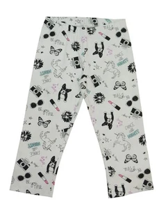 SO White Graphic Cotton Capri Leggings Little Girls Pants 6 - Picture 1 of 1
