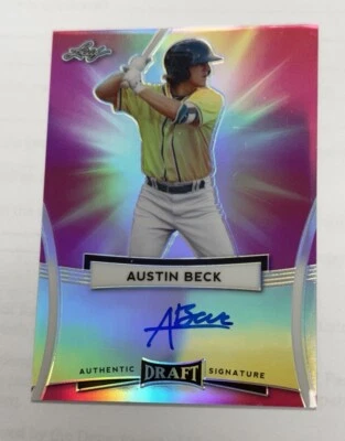 AUSTIN BECK 2017 Leaf Authentic Draft Signature Pink Prismatic Auto #1/10 - Image 1 of 3