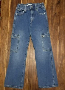 Zara Girls Wide Leg Denim Jeans sz 11-12 Carpenter Medium Wash - Picture 1 of 6