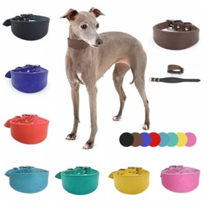 Soft Wide Dog Collar Cowhide Leather Dogs Accessories Whippet Adjustable S/M/L - Picture 1 of 32