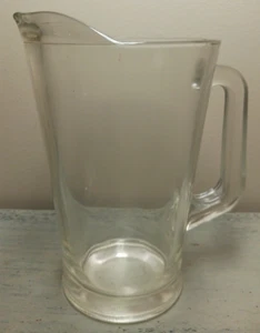 Vintage Heavy Thick Clear Glass Pitcher 9" tall x 7" wide Holds 64oz.-1/2 Gallon - Picture 1 of 24