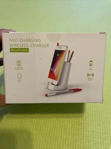NIB Fast Charging Wireless Charger Brush Pot, 2 Coils, 10W, for IOS & Android - Picture 1 of 4